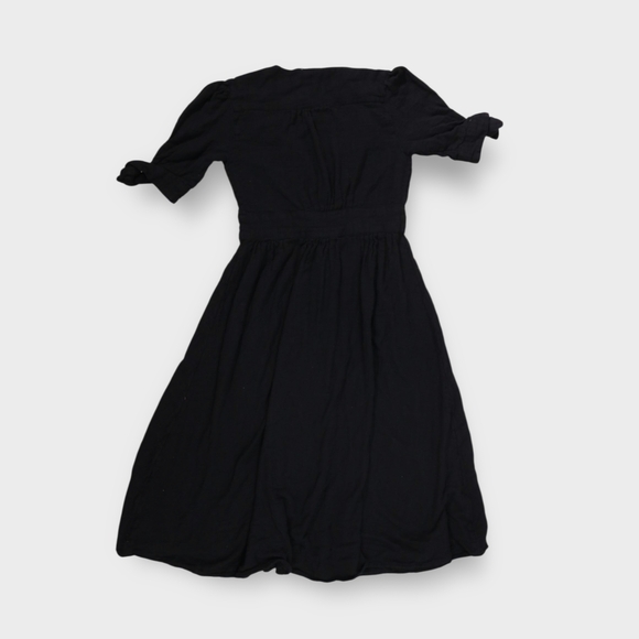Free People Love Of My Life Dress Women's Size Small Black Midi Tie Button - Picture 8 of 9